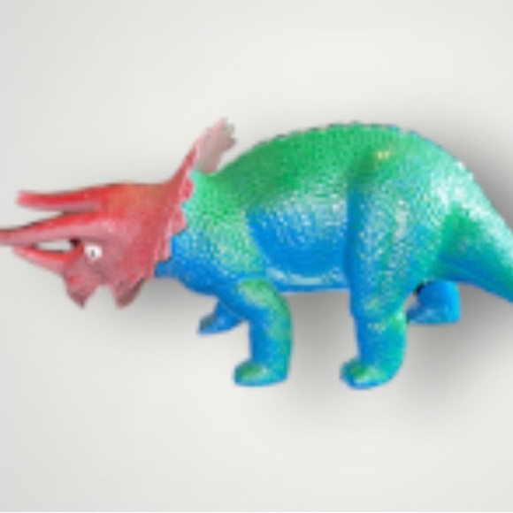 Vintage RARE 80s Dor Mei Toys Hard Rubber Triceratops Dinosaur figure Hong Kong - Picture 1 of 4
